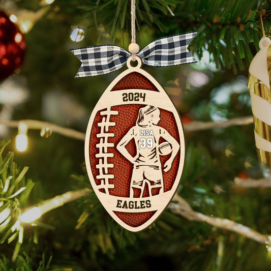 Custom Football Player, Personalized 2 Layer Ornament, Football Fan Gift CF421 - 19Gifts