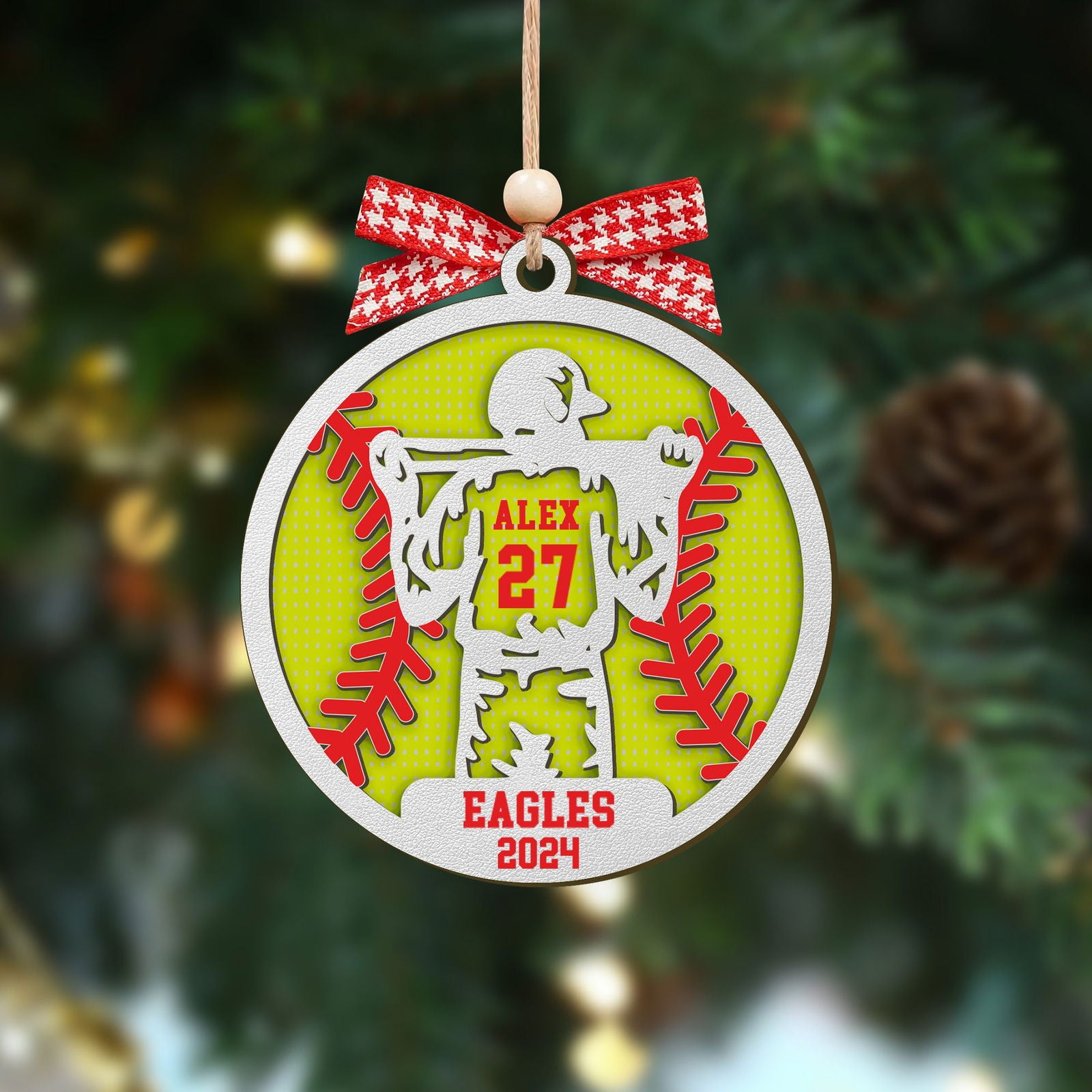 Custom Football Player, Personalized 2 Layer Ornament, Football Fan Gift CF421 - 19Gifts