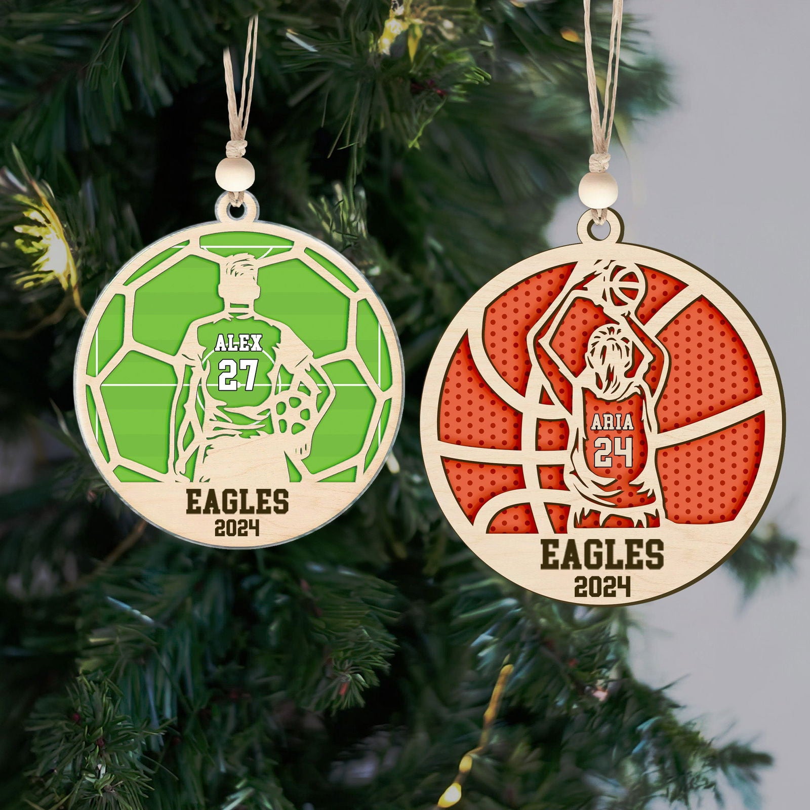 Custom Football Player, Personalized 2 Layer Ornament, Football Fan Gift CF421 - 19Gifts