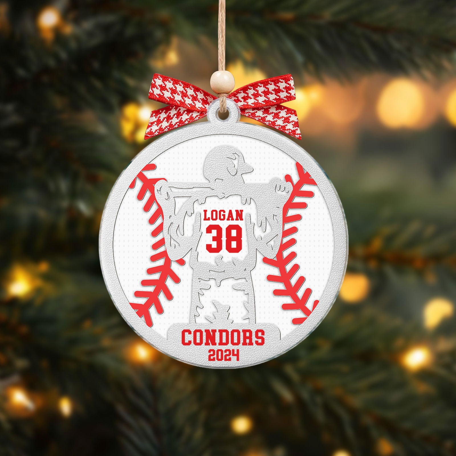 Custom Football Player, Personalized 2 Layer Ornament, Football Fan Gift CF421 - 19Gifts