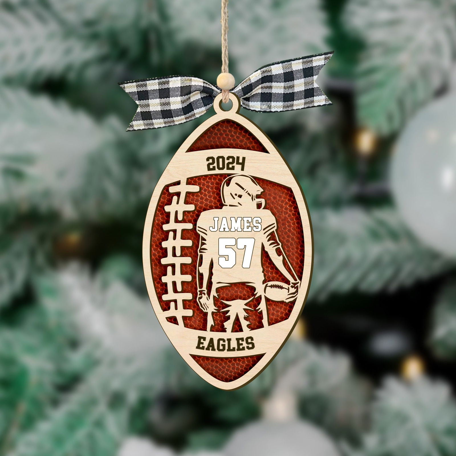Custom Football Player, Personalized 2 Layer Ornament, Football Fan Gift CF421 - 19Gifts