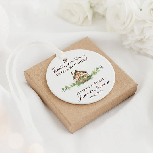 Custom House Address Christmas Ornament, Housewarming Gifts for New House Ornament, Personalized First Christmas in Our New Home Ornament, Personalized New Home Ornament, Custom New House Gift Ideas CX01-6 - 19Gifts