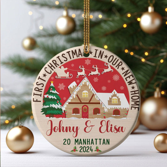 Custom House Address Christmas Ornament, Personalized First Christmas in Our New Home Ornament, Couples New Home Ornament CX01-2 - 19Gifts