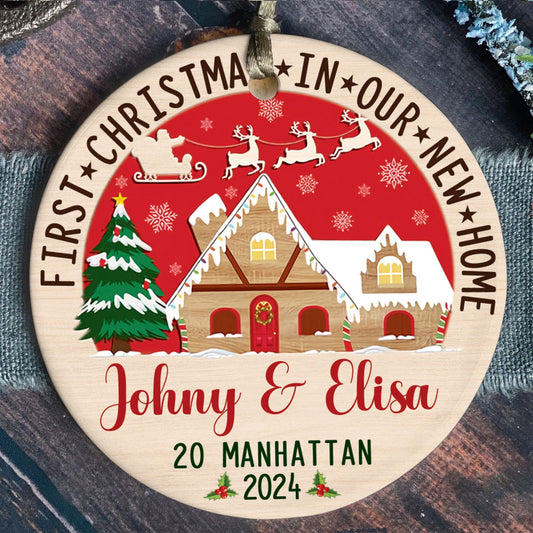 Custom House Address Christmas Ornament, Personalized First Christmas in Our New Home Ornament, Couples New Home Ornament CX01-2 - 19Gifts