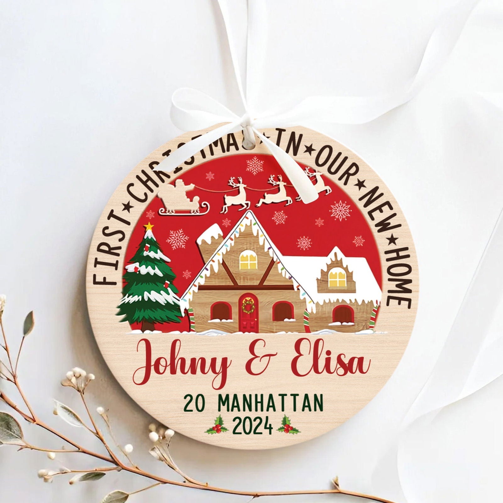 Custom House Address Christmas Ornament, Personalized First Christmas in Our New Home Ornament, Couples New Home Ornament CX01-2 - 19Gifts