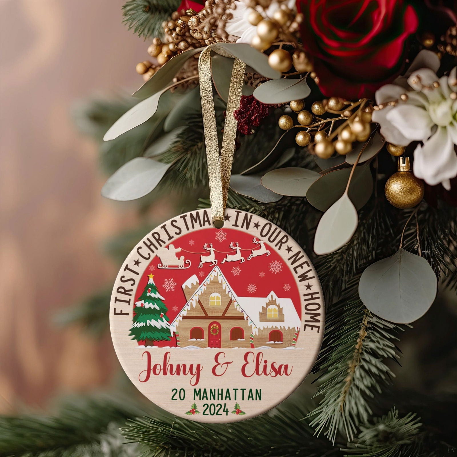 Custom House Address Christmas Ornament, Personalized First Christmas in Our New Home Ornament, Couples New Home Ornament CX01-2 - 19Gifts