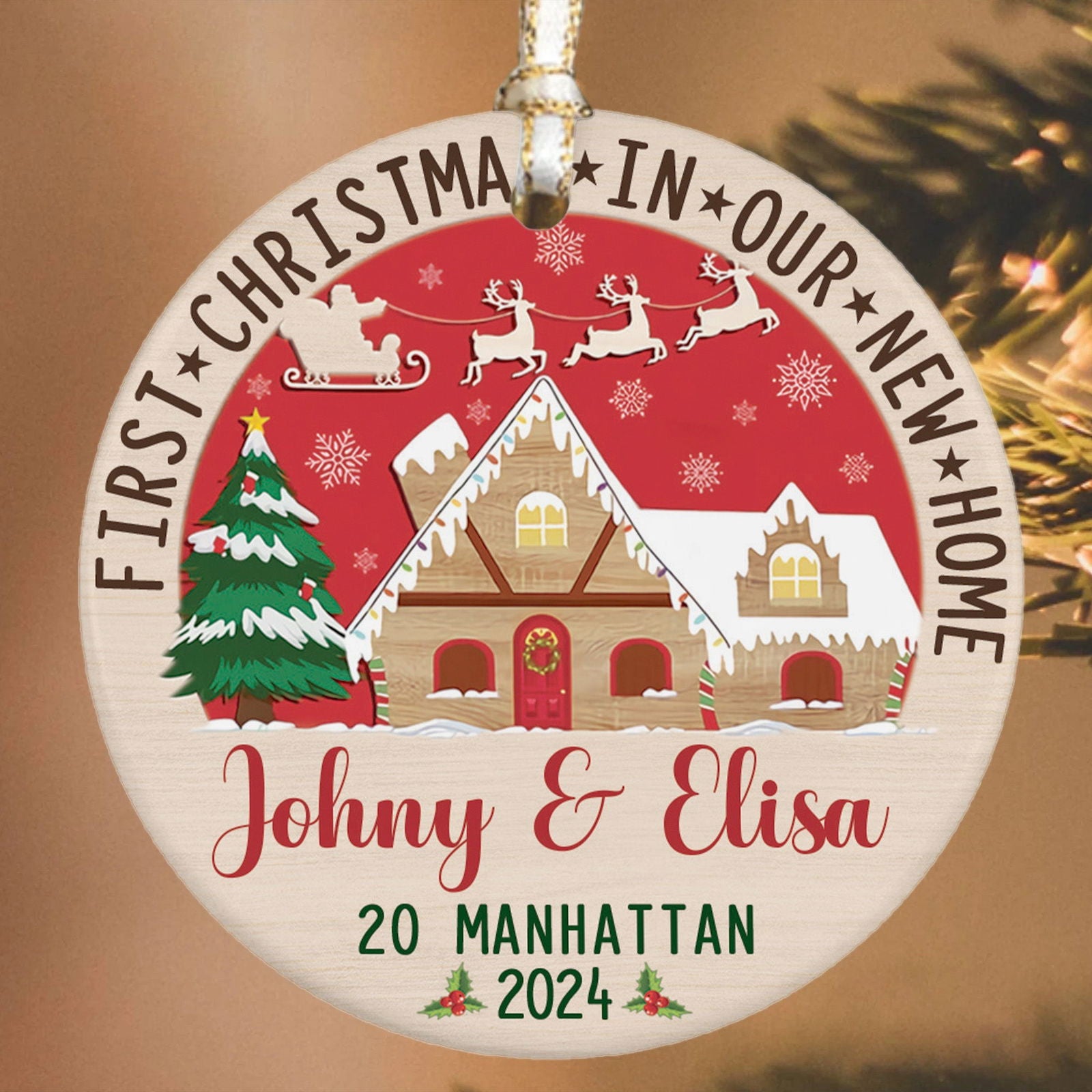 Custom House Address Christmas Ornament, Personalized First Christmas in Our New Home Ornament, Couples New Home Ornament CX01-2 - 19Gifts