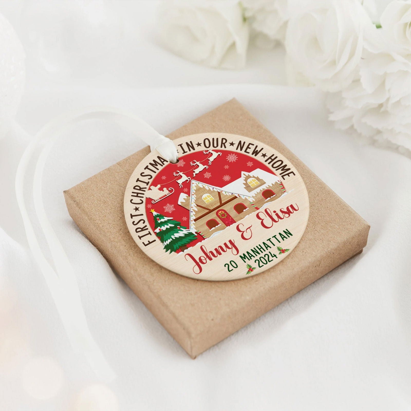Custom House Address Christmas Ornament, Personalized First Christmas in Our New Home Ornament, Couples New Home Ornament CX01-2 - 19Gifts