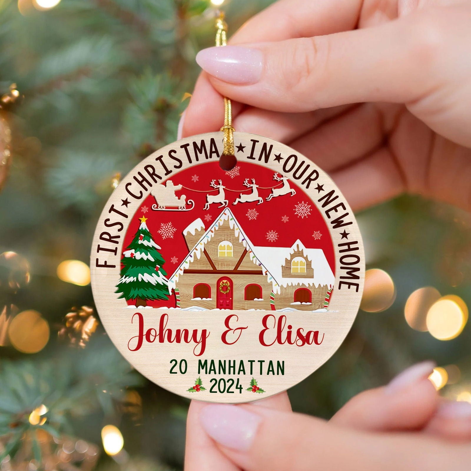 Custom House Address Christmas Ornament, Personalized First Christmas in Our New Home Ornament, Couples New Home Ornament CX01-2 - 19Gifts