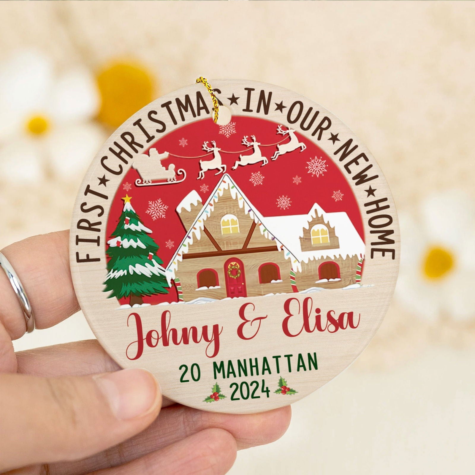 Custom House Address Christmas Ornament, Personalized First Christmas in Our New Home Ornament, Couples New Home Ornament CX01-2 - 19Gifts