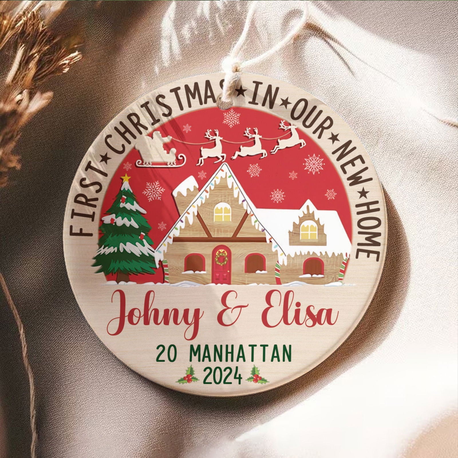 Custom House Address Christmas Ornament, Personalized First Christmas in Our New Home Ornament, Couples New Home Ornament CX01-2 - 19Gifts