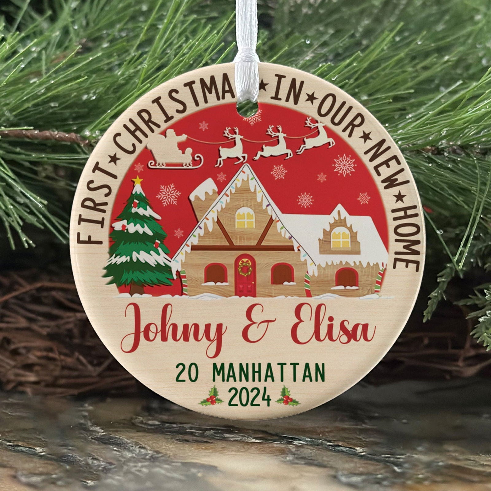 Custom House Address Christmas Ornament, Personalized First Christmas in Our New Home Ornament, Couples New Home Ornament CX01-2 - 19Gifts