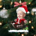 Custom Name Baby Santa Sleigh Christmas Tree Ornament - Custom Baby's First Christmas Keepsake CF629 - 19Gifts