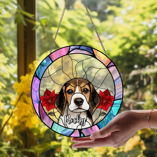 Custom Pet Portrait Stained Glass Suncatcher SC91 - 19Gifts