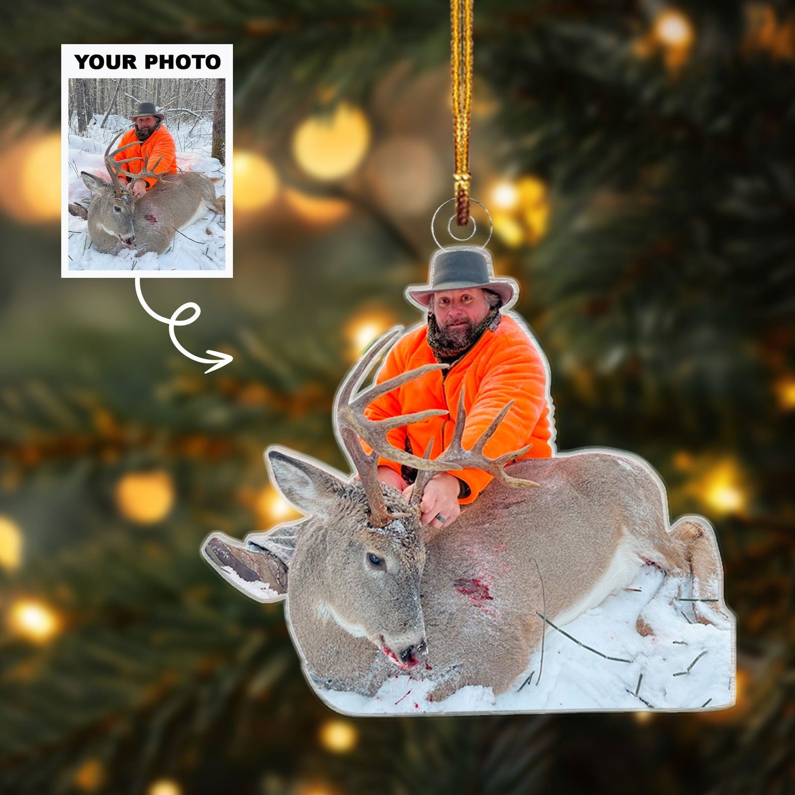 Custom Photo Hunting Ornaments, Personalized Hunting Christmas Tree Ornaments CF659 - 19Gifts