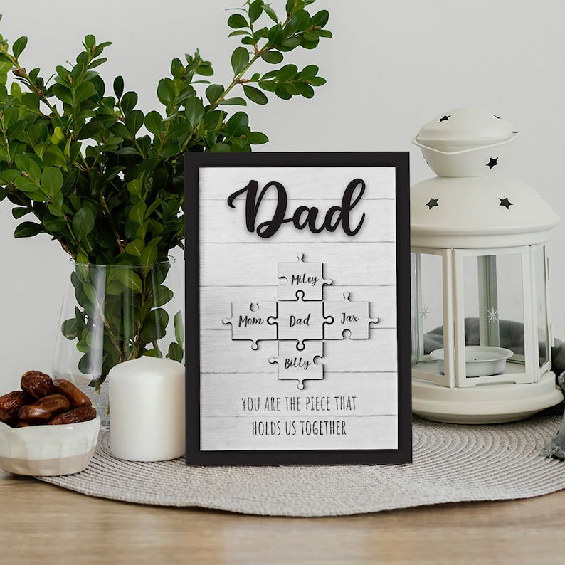 Custom Puzzle Piece Frame Dad, Custom Puzzle Piece Sign For Papa, Presents for dad, gift ideas for dad SD - 19Gifts