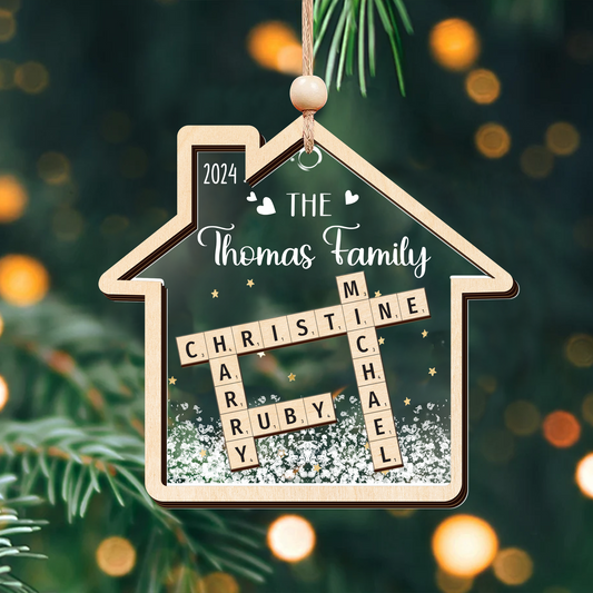 Custom Shaking Family Crossword Ornament, 3-Layered Puzzle Ornament CF345 - 19Gifts