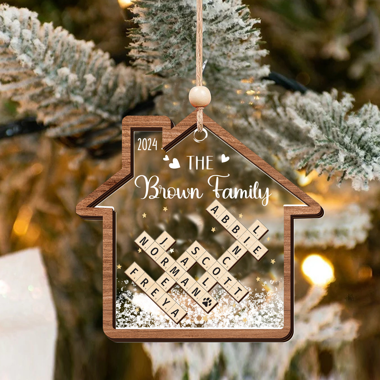 Custom Shaking Family Crossword Ornament, 3-Layered Puzzle Ornament CF345 - 19Gifts