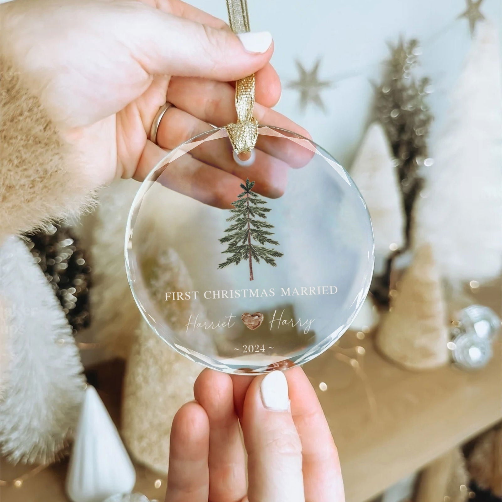 Custom Wedding Christmas Tree Ornament, Custom Location Map Wedding Ornament GX05-17 - 19Gifts
