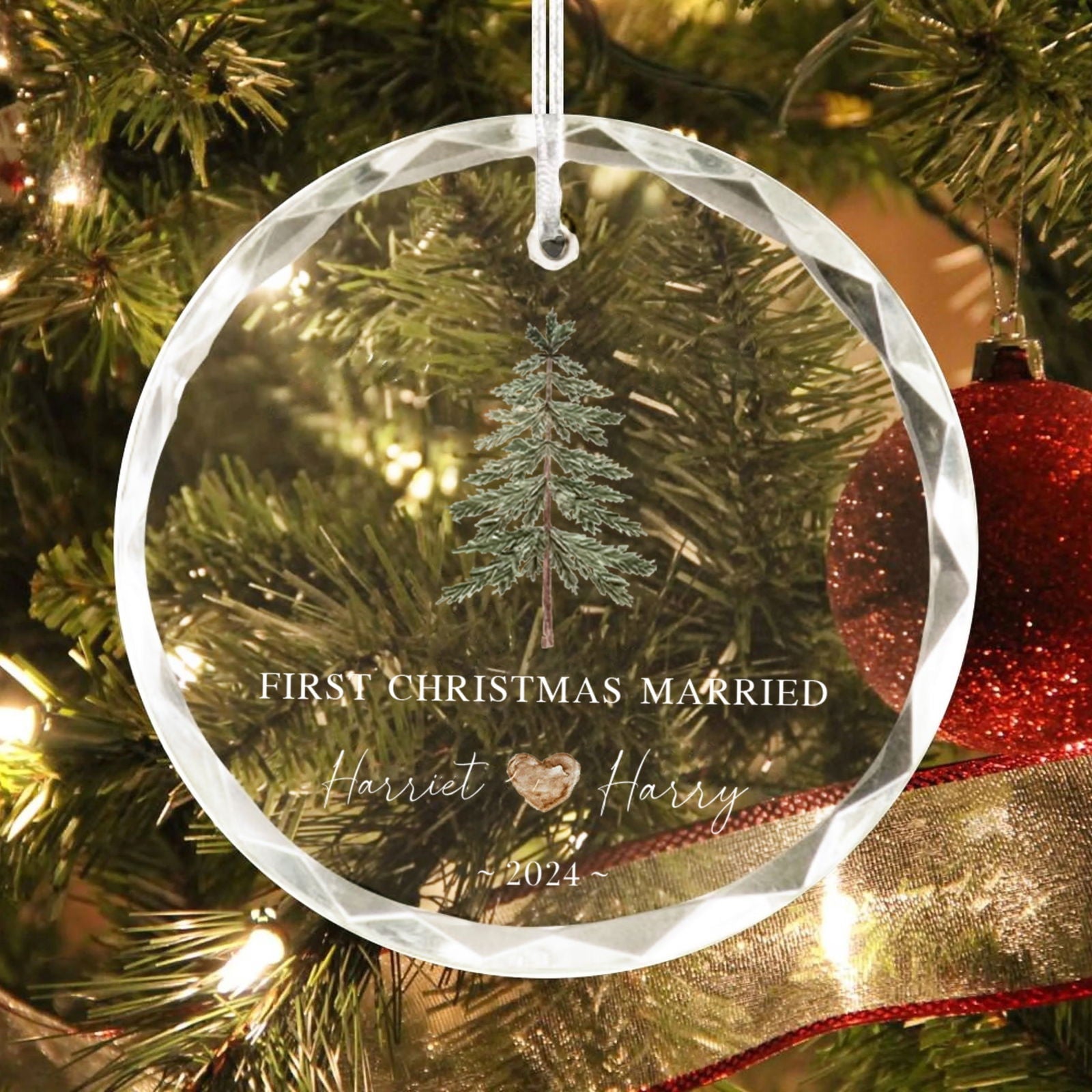 Custom Wedding Christmas Tree Ornament, Custom Location Map Wedding Ornament GX05-17 - 19Gifts