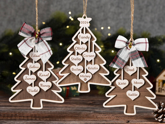 Custom Wooden Family Christmas Ornament, 2024 Family Christmas Tree Ornament CF750 - 19Gifts