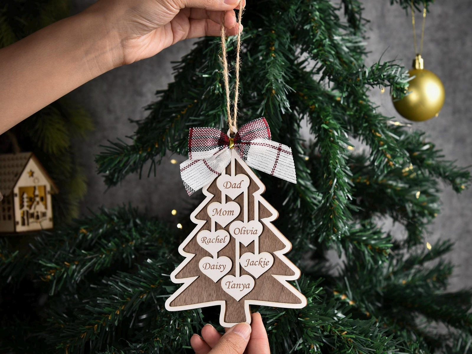 Custom Wooden Family Christmas Ornament, 2024 Family Christmas Tree Ornament CF750 - 19Gifts