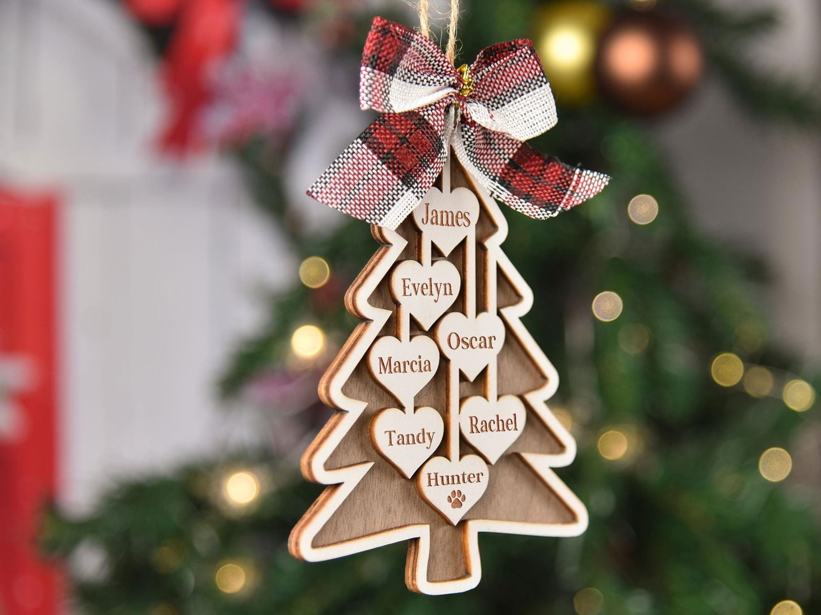 Custom Wooden Family Christmas Ornament, 2024 Family Christmas Tree Ornament CF750 - 19Gifts