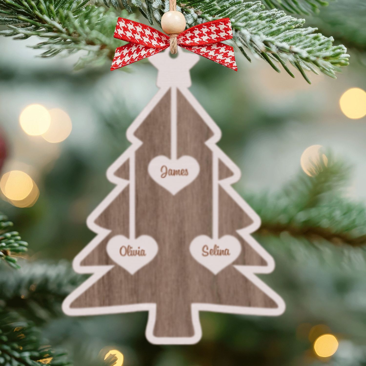 Custom Wooden Family Christmas Ornament, 2024 Family Christmas Tree Ornament CF750 - 19Gifts