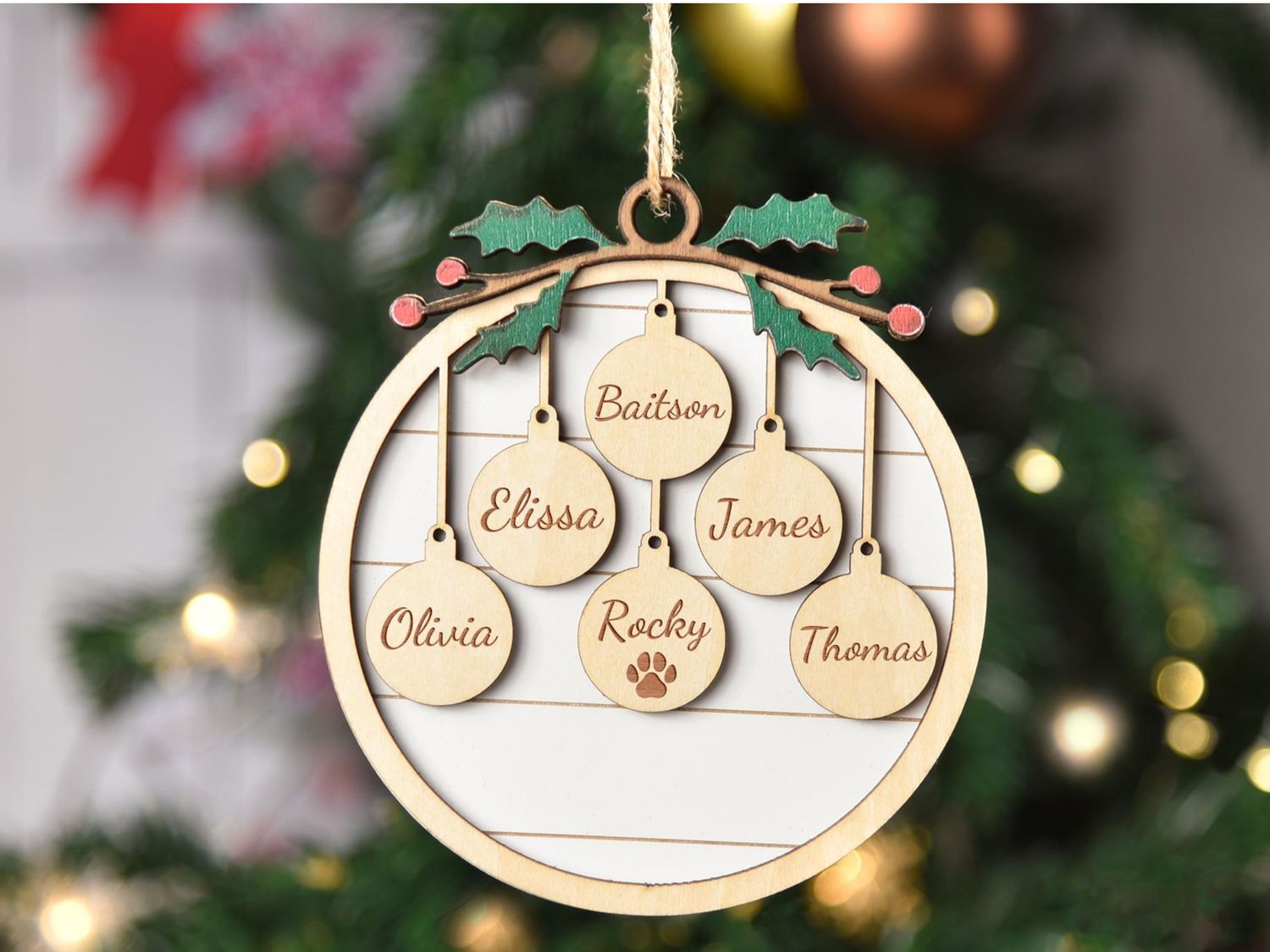 Custom Wooden Family Christmas Ornament, 2024 Family Christmas Tree Ornament CF754 - 19Gifts