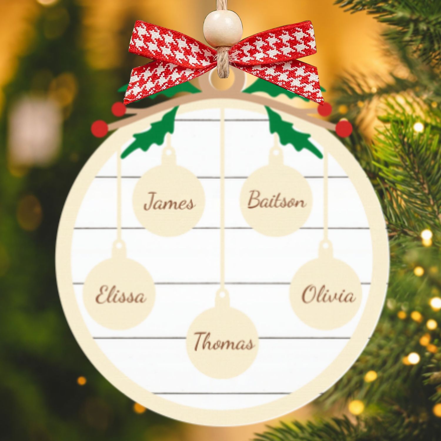 Custom Wooden Family Christmas Ornament, 2024 Family Christmas Tree Ornament CF754 - 19Gifts