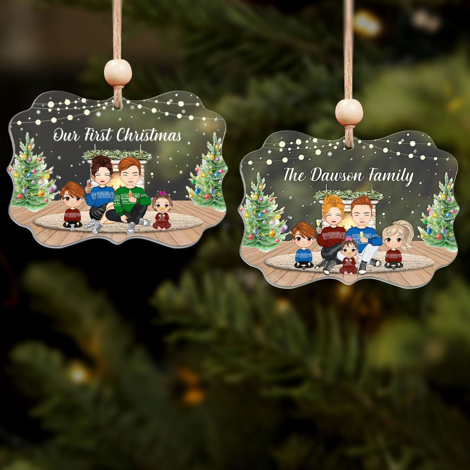 Customize Acrylic Ornament Gift for Family, Family Christmas Ornament CF716 - 19Gifts