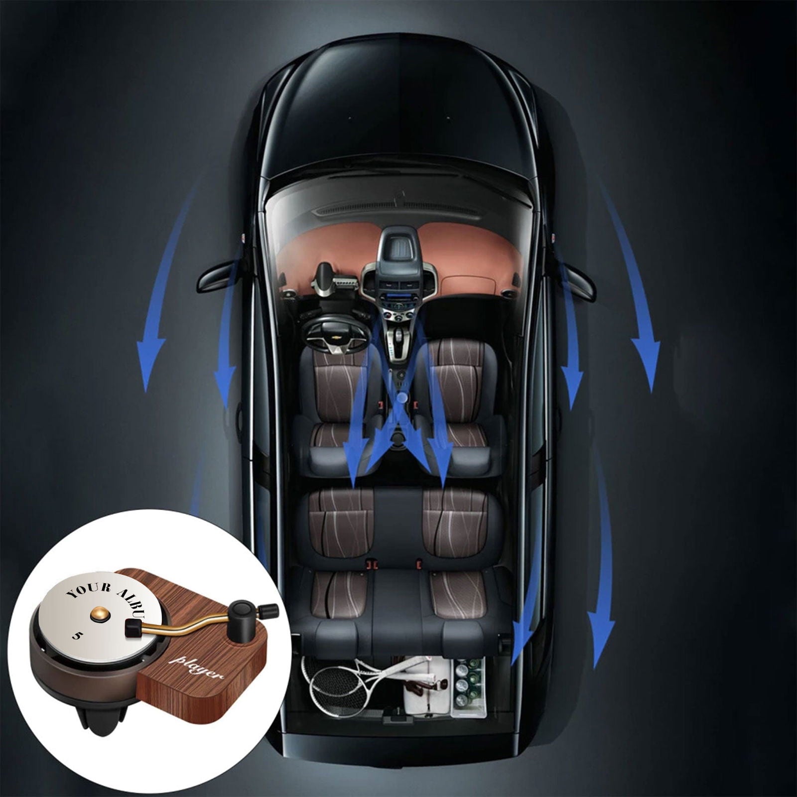 Customized Car Air Freshener With Your Photo, Custom Record Player Car Air Freshener VR01 - 19Gifts