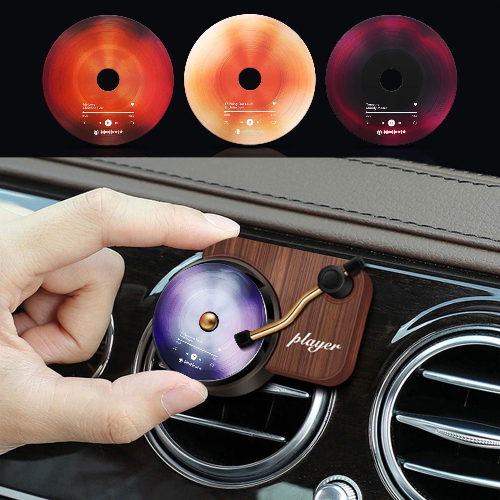 Customized Car Air Freshener With Your Photo, Custom Record Player Car Air Freshener VR02 - 19Gifts