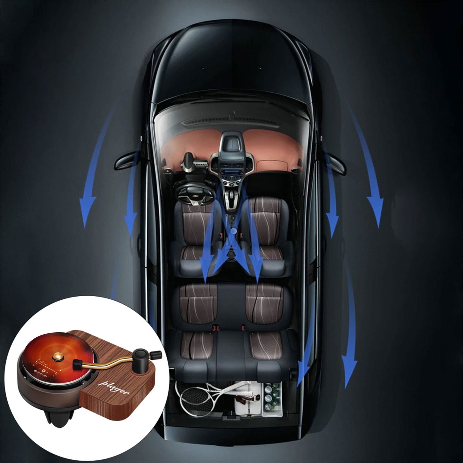 Customized Car Air Freshener With Your Photo, Custom Record Player Car Air Freshener VR02 - 19Gifts
