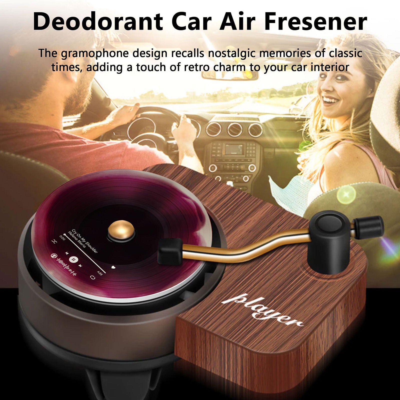 Customized Car Air Freshener With Your Photo, Custom Record Player Car Air Freshener VR02 - 19Gifts