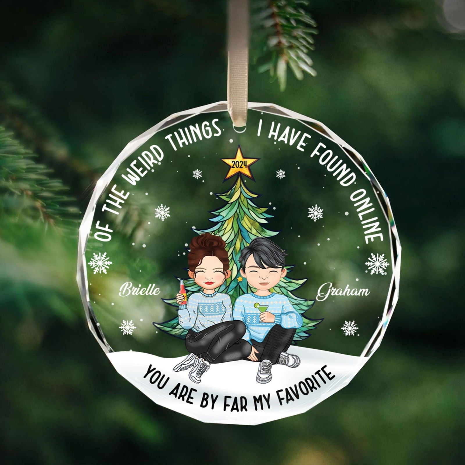 Customized Couple Ornament, Glass Christmas Ornament, GX08 - 19Gifts