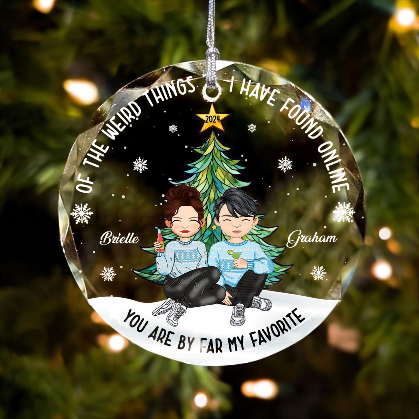 Customized Couple Ornament, Glass Christmas Ornament, GX08 - 19Gifts
