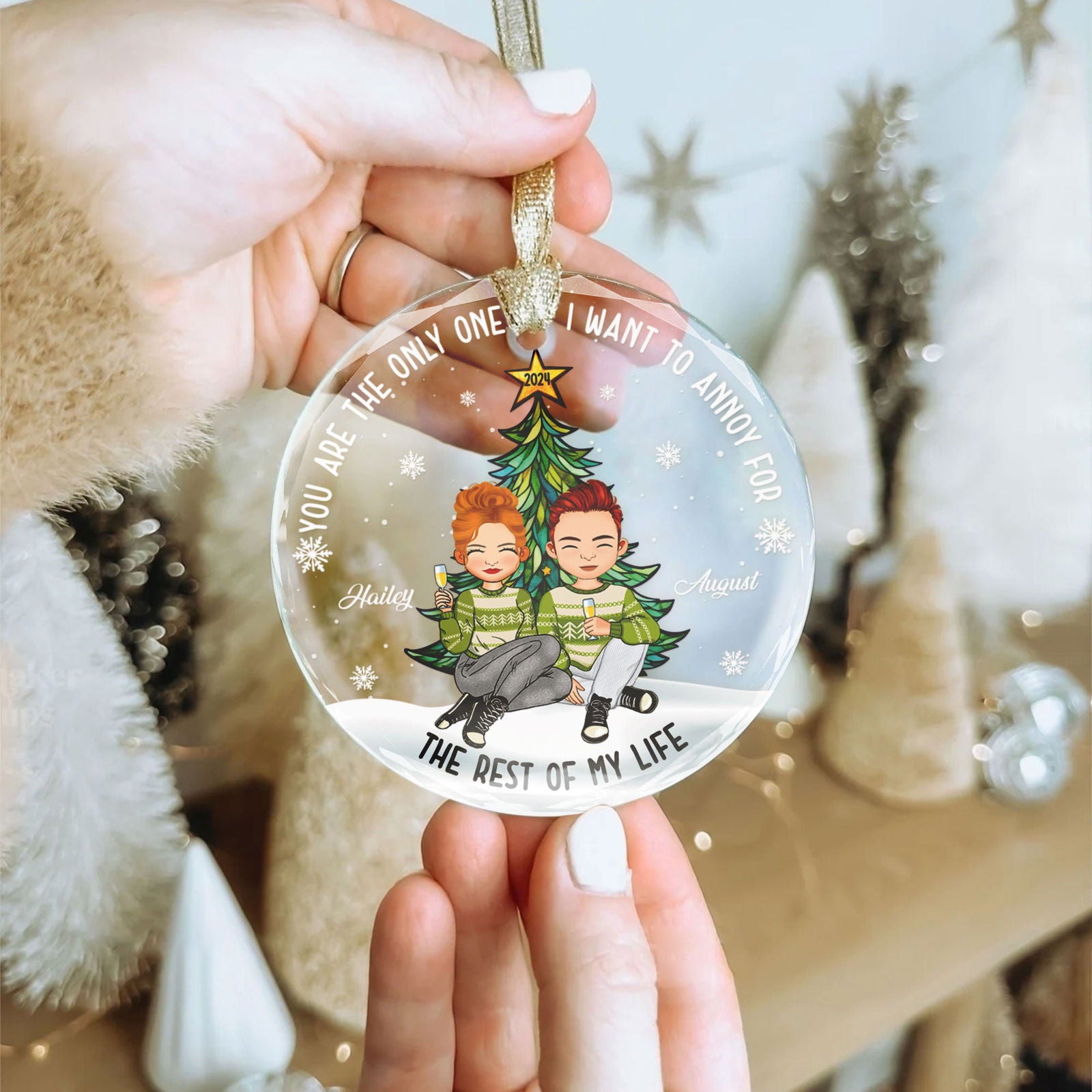 Customized Couple Ornament, Glass Christmas Ornament, GX08 - 19Gifts