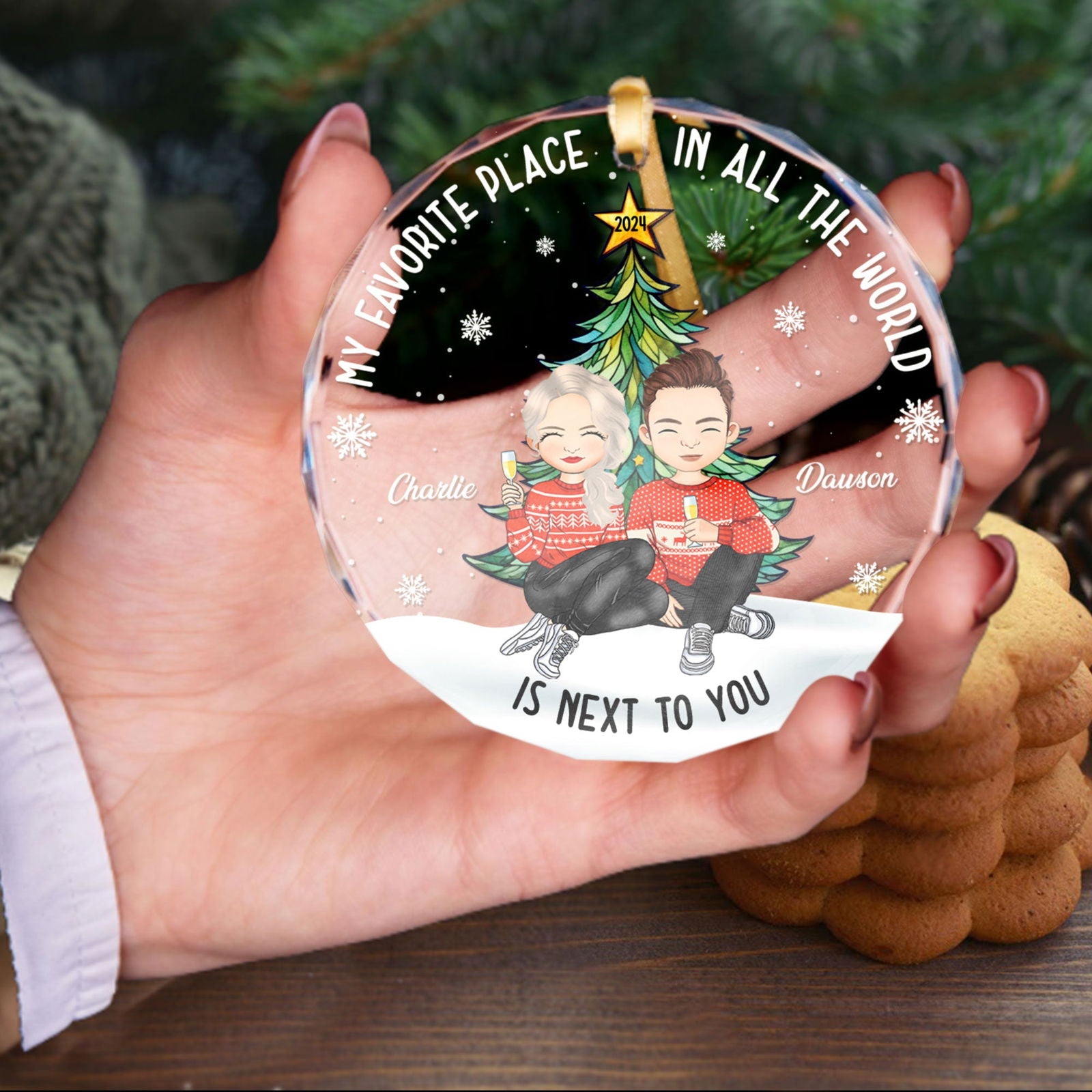 Customized Couple Ornament, Glass Christmas Ornament, GX08 - 19Gifts