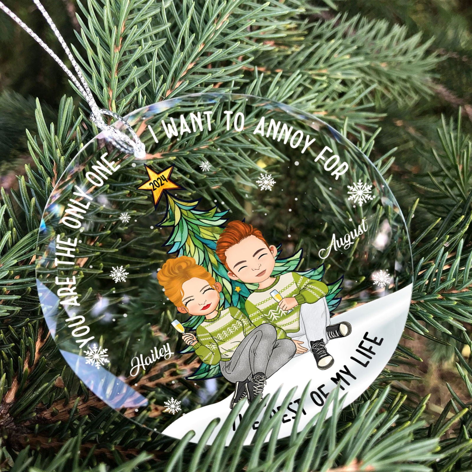 Customized Couple Ornament, Glass Christmas Ornament, GX08 - 19Gifts