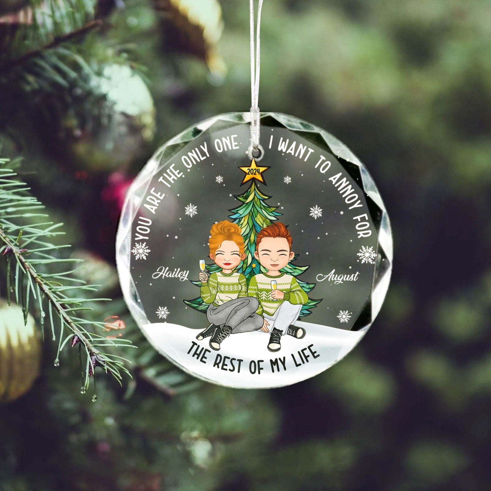 Customized Couple Ornament, Glass Christmas Ornament, GX08 - 19Gifts