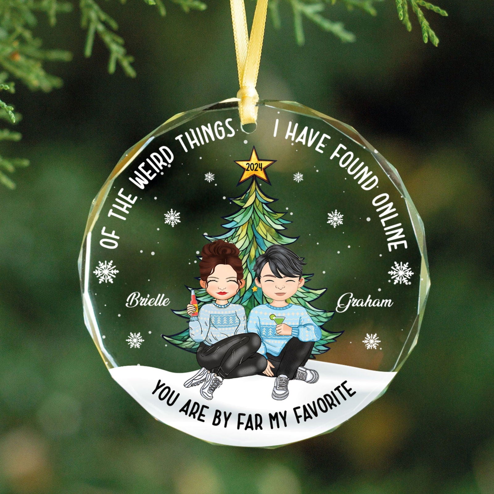 Customized Couple Ornament, Glass Christmas Ornament, GX08 - 19Gifts