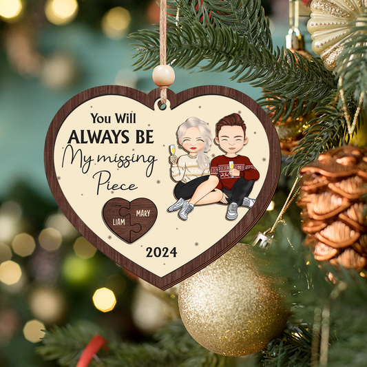 Customized Couple Ornament, Two Layer Wooden Christmas Ornament, CF807 - 19Gifts