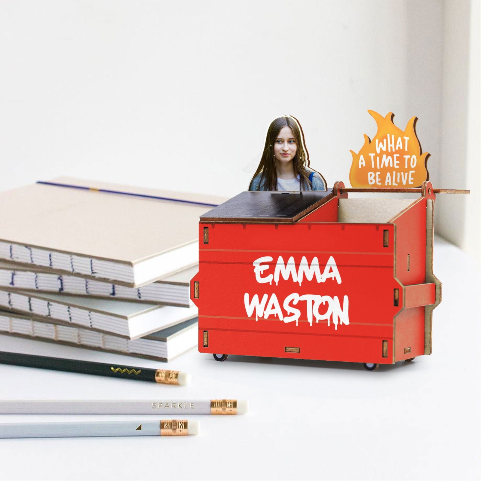 Customized Dumpster Pencil Holder With Name and Your Picture, DP12 - 19Gifts