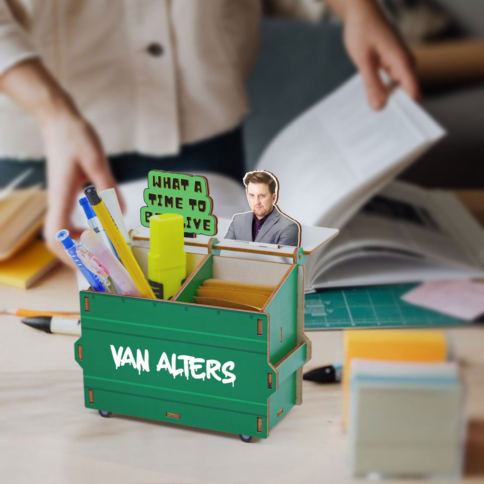Customized Dumpster Pencil Holder With Name and Your Picture, DP12 - 19Gifts