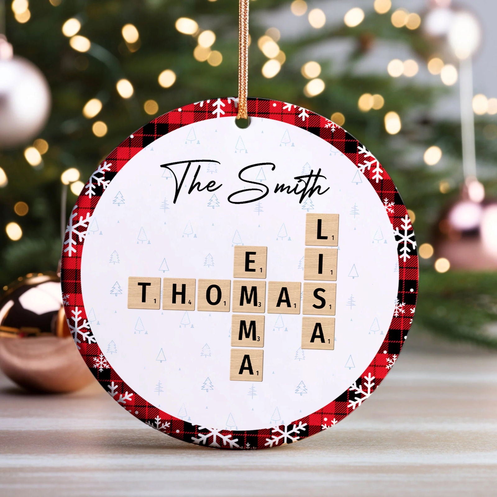 Customized Family Crossword Ornament, Christmas Ceramic Ornament CX06-68 - 19Gifts