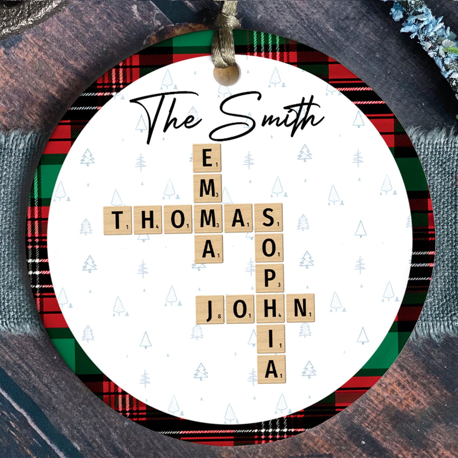 Customized Family Crossword Ornament, Christmas Ceramic Ornament CX06-68 - 19Gifts