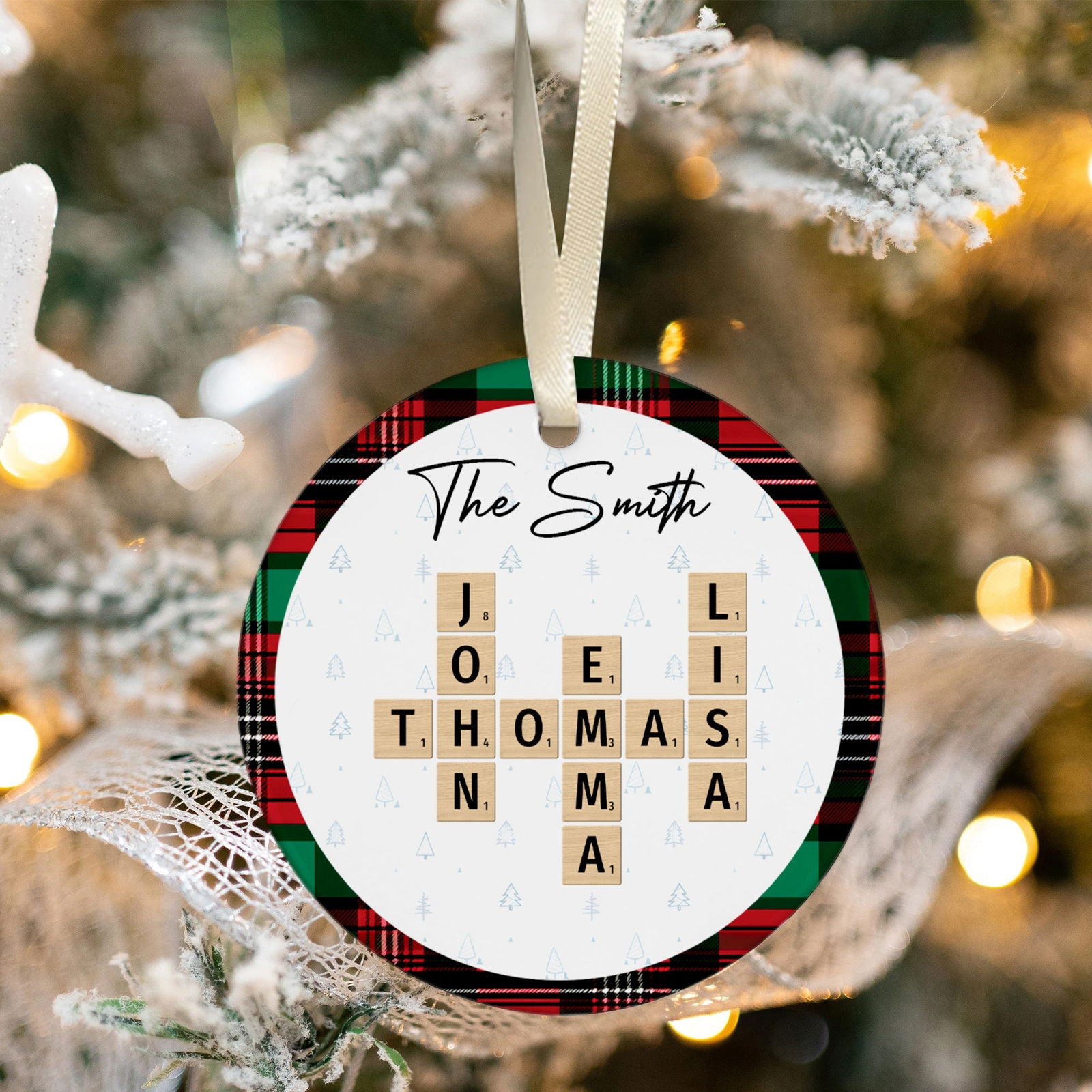 Customized Family Crossword Ornament, Christmas Ceramic Ornament CX06-68 - 19Gifts