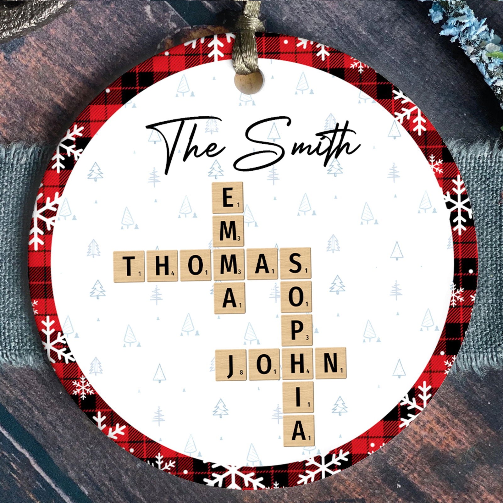 Customized Family Crossword Ornament, Christmas Ceramic Ornament CX06-68 - 19Gifts