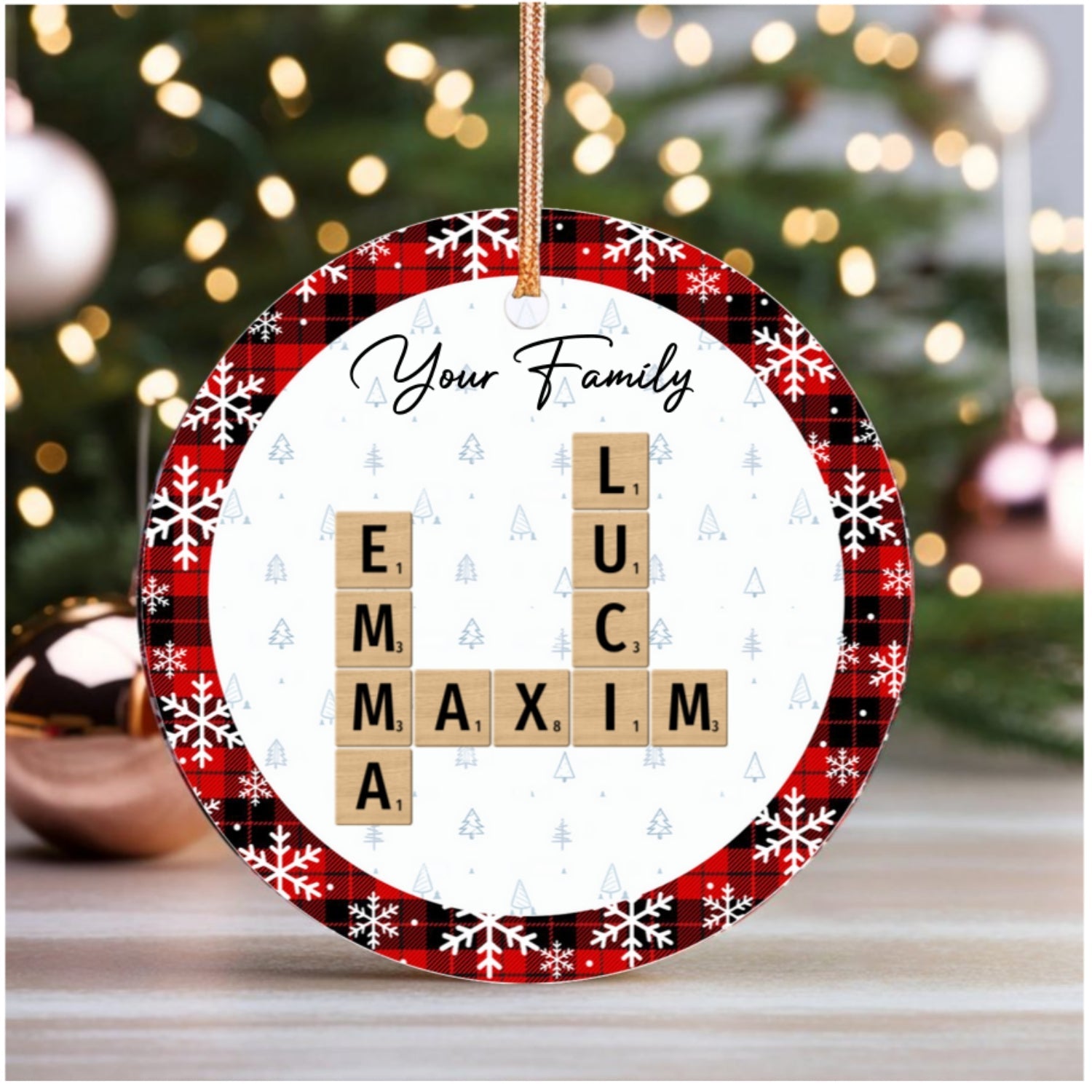 Customized Family Crossword Ornament, Christmas Ceramic Ornament CX06-68 - 19Gifts
